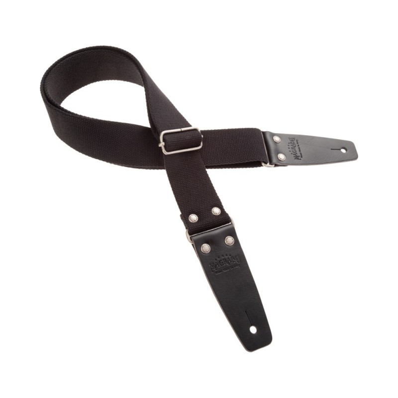 Magrabò Tracolla Stripe SC Entry Nero 5 cm terminali Nero fibbia Argento - vai con la sigla