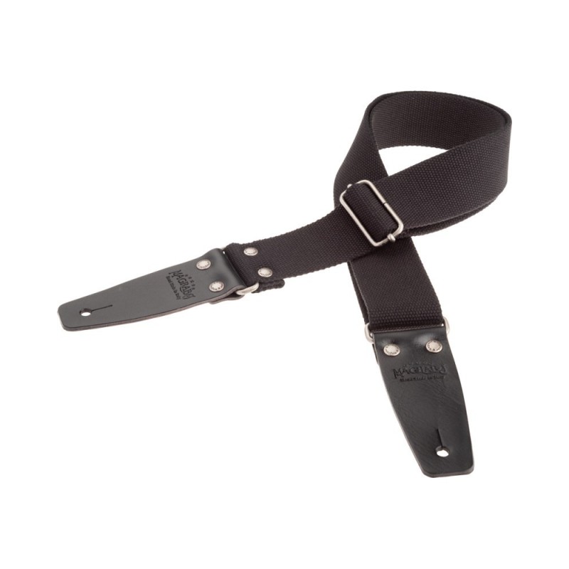 Magrabò Tracolla Stripe SC Entry Nero 5 cm terminali Nero fibbia Argento - vai con la sigla