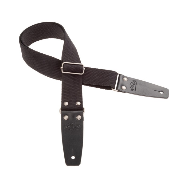 Magrabò Tracolla Stripe SC Entry Nero 5 cm terminali Nero fibbia Argento - vai con la sigla