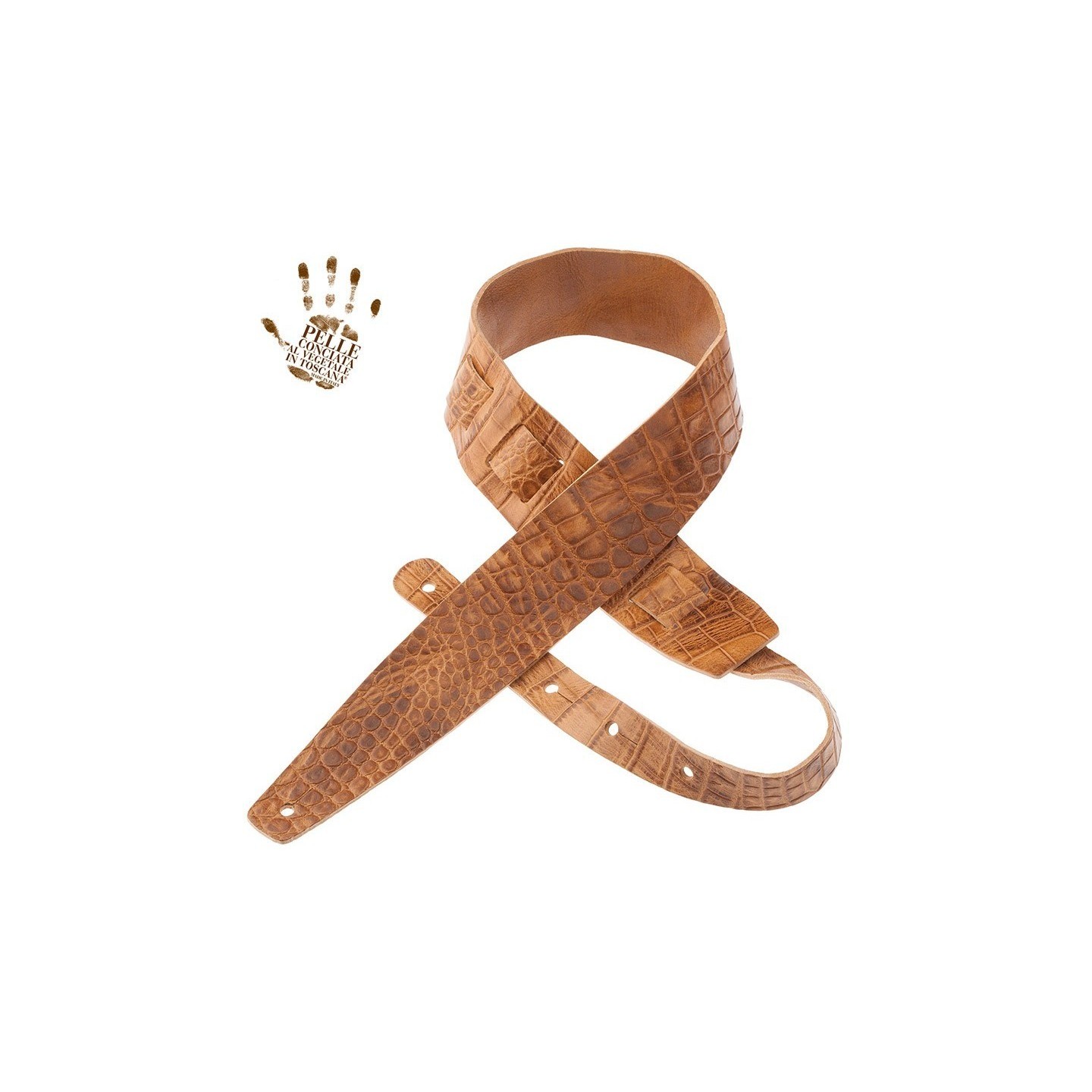 Magrabò Tracolla Holes HC Embossed Cocco Pros Marrone 6 cm - vai con la sigla