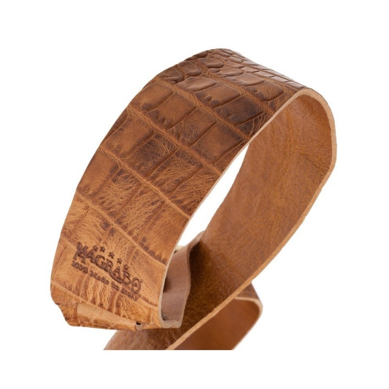 Magrabò Tracolla Holes HC Embossed Cocco Pros Marrone 6 cm - vai con la sigla