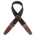 Magrabò Tracolla Stripe SC Entry Nero 5 cm terminali Marrone Scuro fibbia Ottone Antico - vai con la sigla