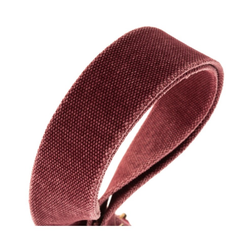 Magrabò Tracolla Stripe SS Cotton Washed Bordeaux 5 cm terminali Colors Orchidea, fibbia Recta Ottone - vai con la sigla