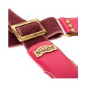 Magrabò Tracolla Stripe SS Cotton Washed Bordeaux 5 cm terminali Colors Orchidea, fibbia Recta Ottone - vai con la sigla