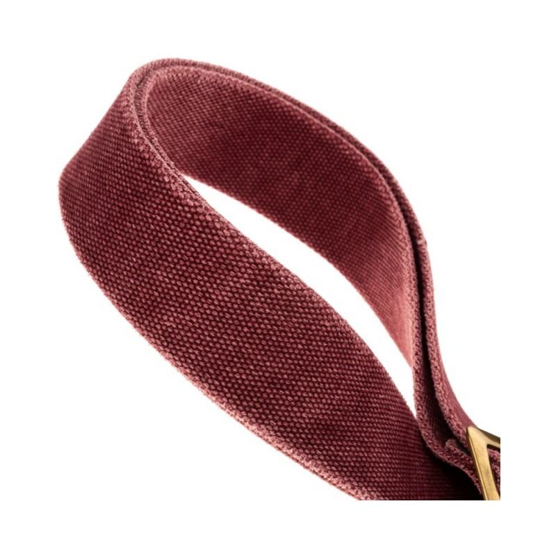 Magrabò Tracolla Stripe SS Cotton Washed Bordeaux 5 cm terminali Colors Orchidea, fibbia Recta Ottone - vai con la sigla