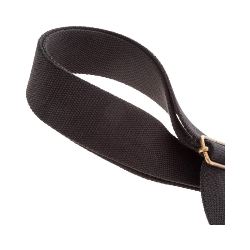 Magrabò Tracolla Stripe SC Entry Nero 5 cm terminali Marrone Scuro fibbia Ottone Antico - vai con la sigla