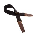 Magrabò Tracolla Stripe SC Entry Nero 5 cm terminali Marrone Scuro fibbia Ottone Antico - vai con la sigla