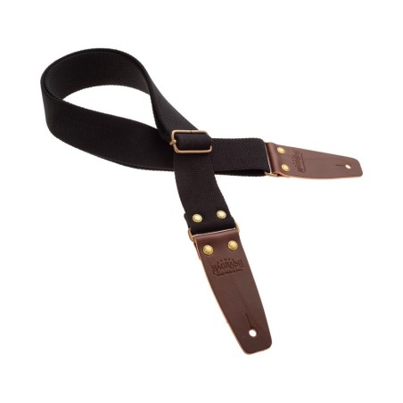 Magrabò Tracolla Stripe SC Entry Nero 5 cm terminali Marrone Scuro fibbia Ottone Antico - vai con la sigla