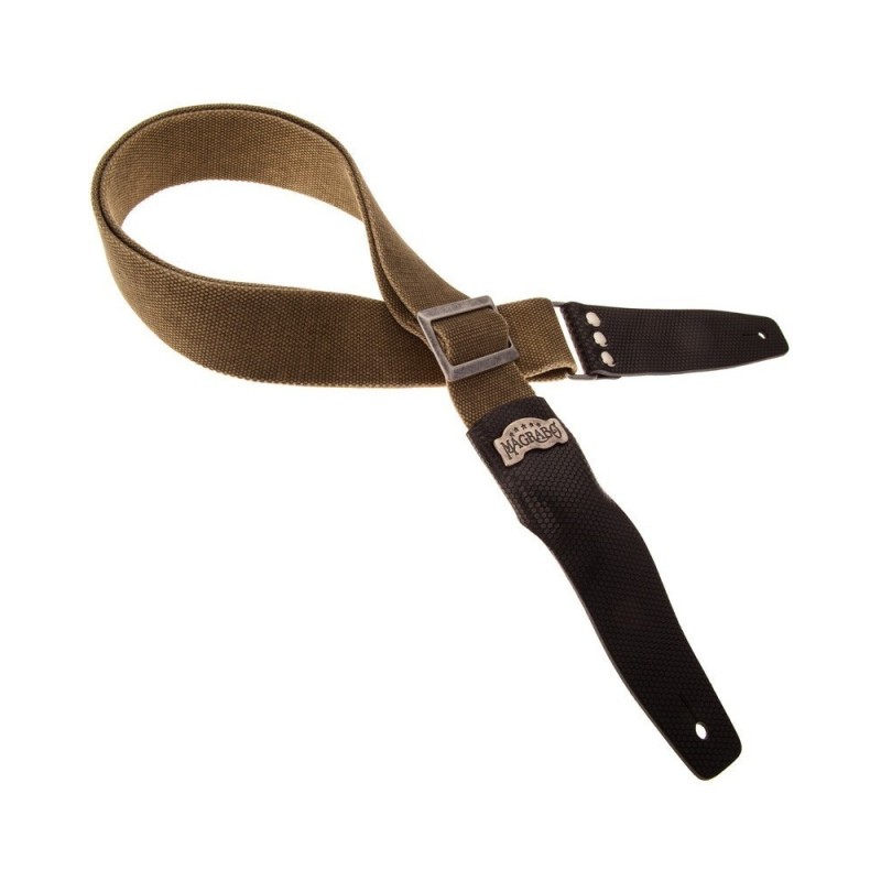 Magrabò Tracolla Stripe SC Cotton Washed Verde Oliva 5 cm terminali Twinkle Nero, fibbia Recta Argento - vai con la sigl