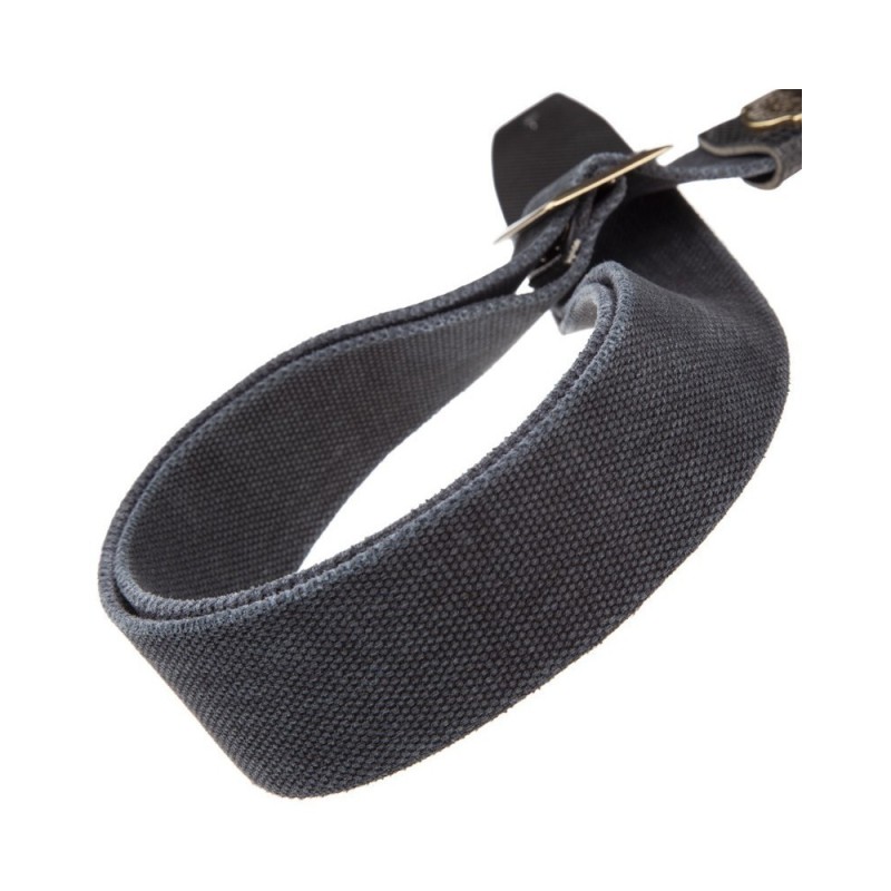 Magrabò Tracolla Stripe SC Cotton Washed Nero 5 cm terminali Twinkle Nero, fibbia Recta Ottone - vai con la sigla