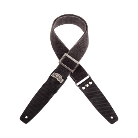 Magrabò Tracolla Stripe SC Cotton Washed Nero 5 cm terminali Twinkle Nero, fibbia Recta Argento - vai con la sigla