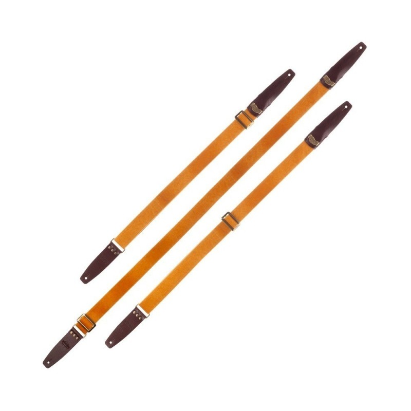 Magrabò Tracolla Stripe SC Cotton Washed Ocra 5 cm terminali Twinkle Marrone Scuro, fibbia Recta Ottone - vai con la sig