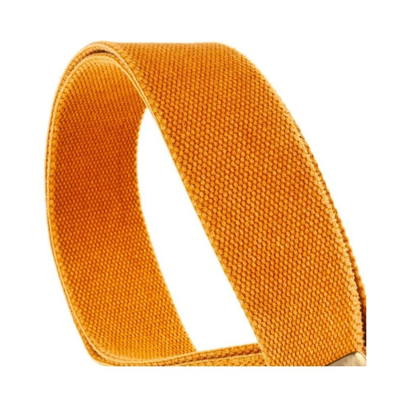 Magrabò Tracolla Stripe SC Cotton Washed Ocra 5 cm terminali Twinkle Marrone Scuro, fibbia Recta Ottone - vai con la sig