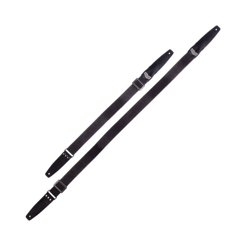 Magrabò Tracolla Stripe SC Cotton Washed Nero 5 cm terminali Twinkle Nero, fibbia Recta Argento - vai con la sigla