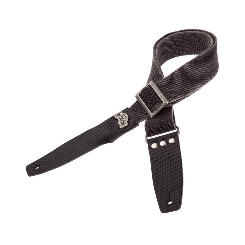 Magrabò Tracolla Stripe SC Cotton Washed Nero 5 cm terminali Twinkle Nero, fibbia Recta Argento - vai con la sigla