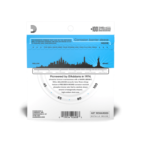 D'ADDARIO EPBB170 Phosphor Bronze Acoustic Bass, Long Scale, 45-100