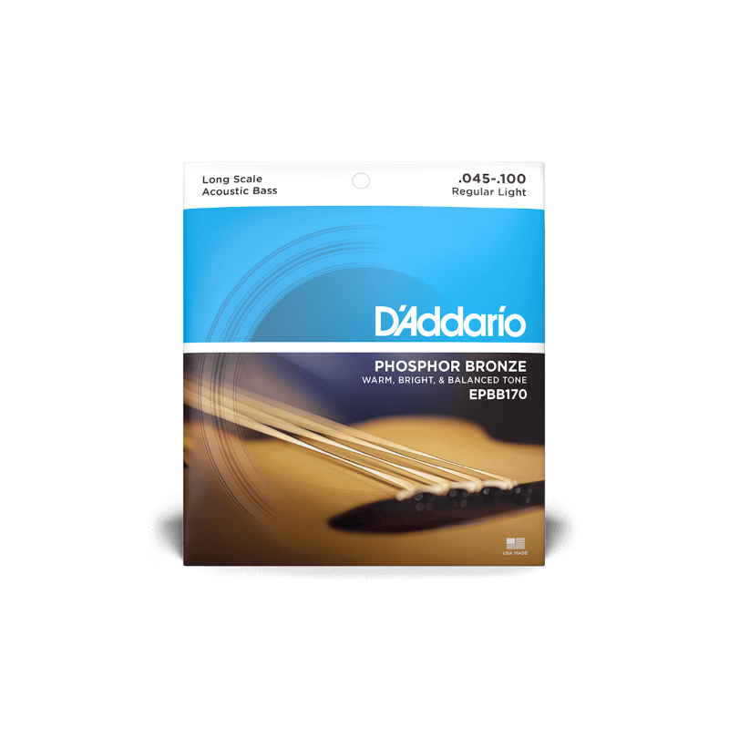 D'ADDARIO EPBB170 Phosphor Bronze Acoustic Bass, Long Scale, 45-100