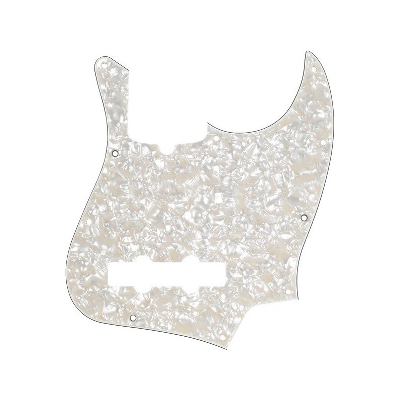 FENDER Pickguard, Jazz Bass®, White Pearloid, 10-Hole Mount, 4-Ply - vai con la sigla