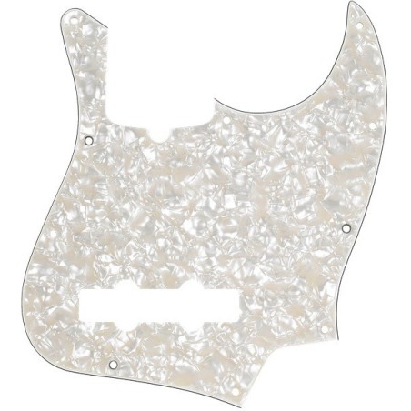 FENDER Pickguard, Jazz Bass®, White Pearloid, 10-Hole Mount, 4-Ply - vai con la sigla