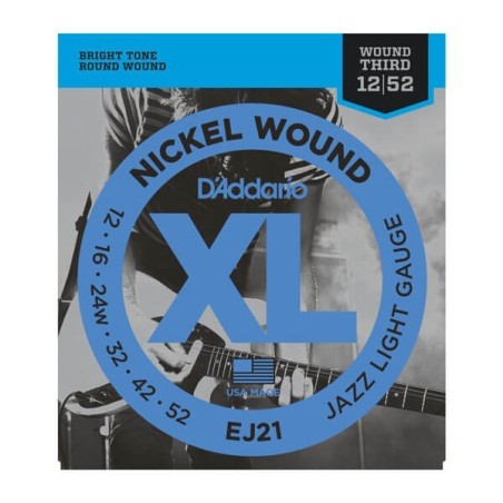D'ADDARIO EJ21 JAZZ EXTRA LIGHT 12/52 - vaiconlasigla