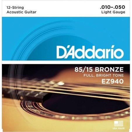 D'ADDARIO EZ940 10-50 MUTA PER CHITARRA ACUSTICA 12 CORDE - vaiconlasigla