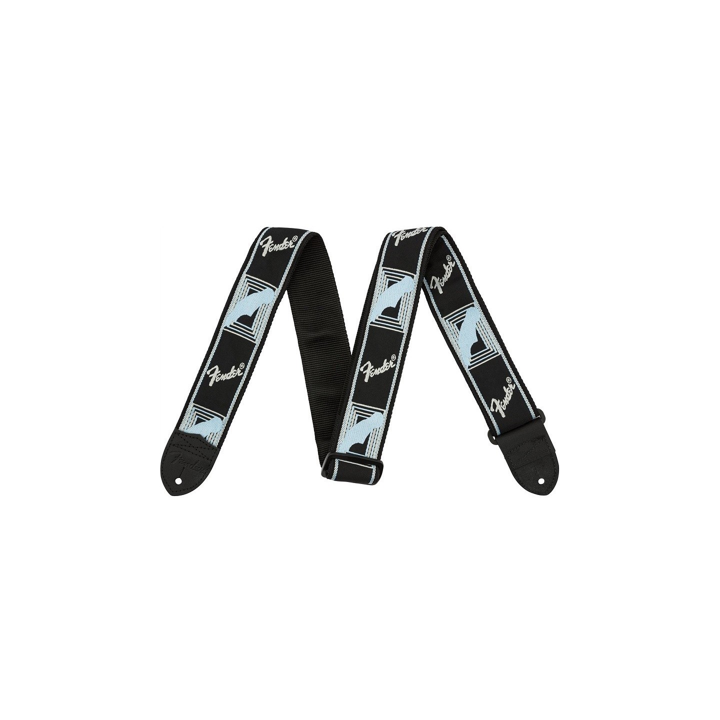 FENDER Tracolla Fender® 2" Monogrammed Black/Light Grey/Blue - vai con la sigla