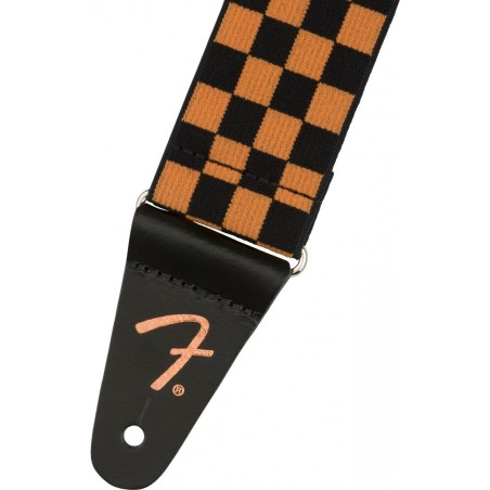 FENDER Tracolla Weighless ™ da 2", Ltd Edition Checker Orange/Black - vai con la sigla