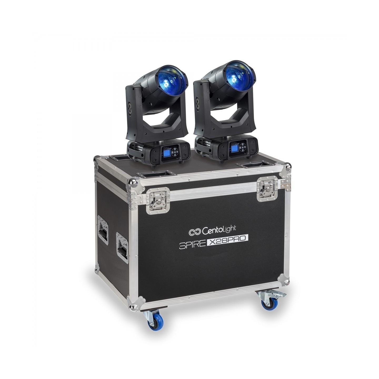 SET 2 TESTE MOBILI CENTOLIGHT SPIRE X28 PRO CON FLIGHT CASE - vaiconlasigla