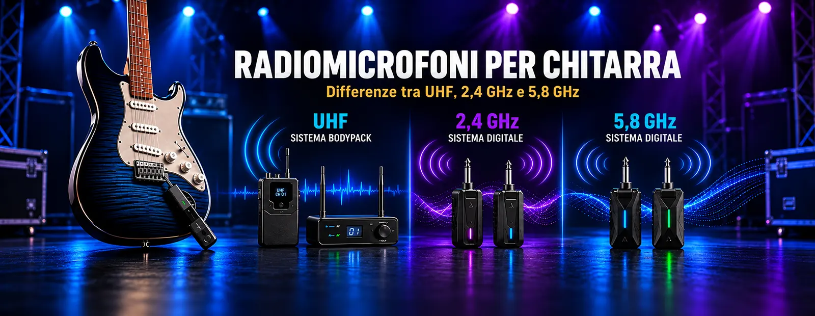 Radiomicrofono per chitarra: UHF, 2,4 GHz o 5,8 GHz? Guida alla scelta