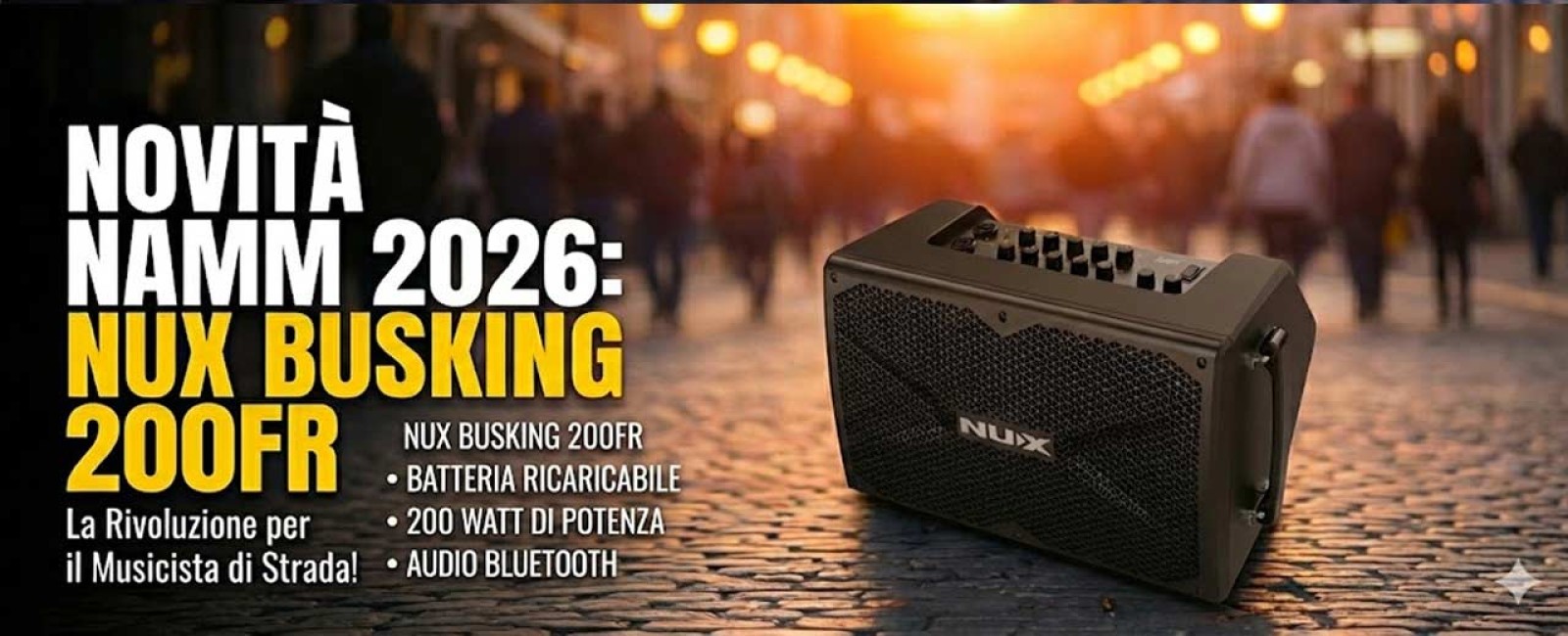 NUX Busking 200FR: il compagno perfetto per suonare ovunque. (Direttamente dal NAMM 2026!)