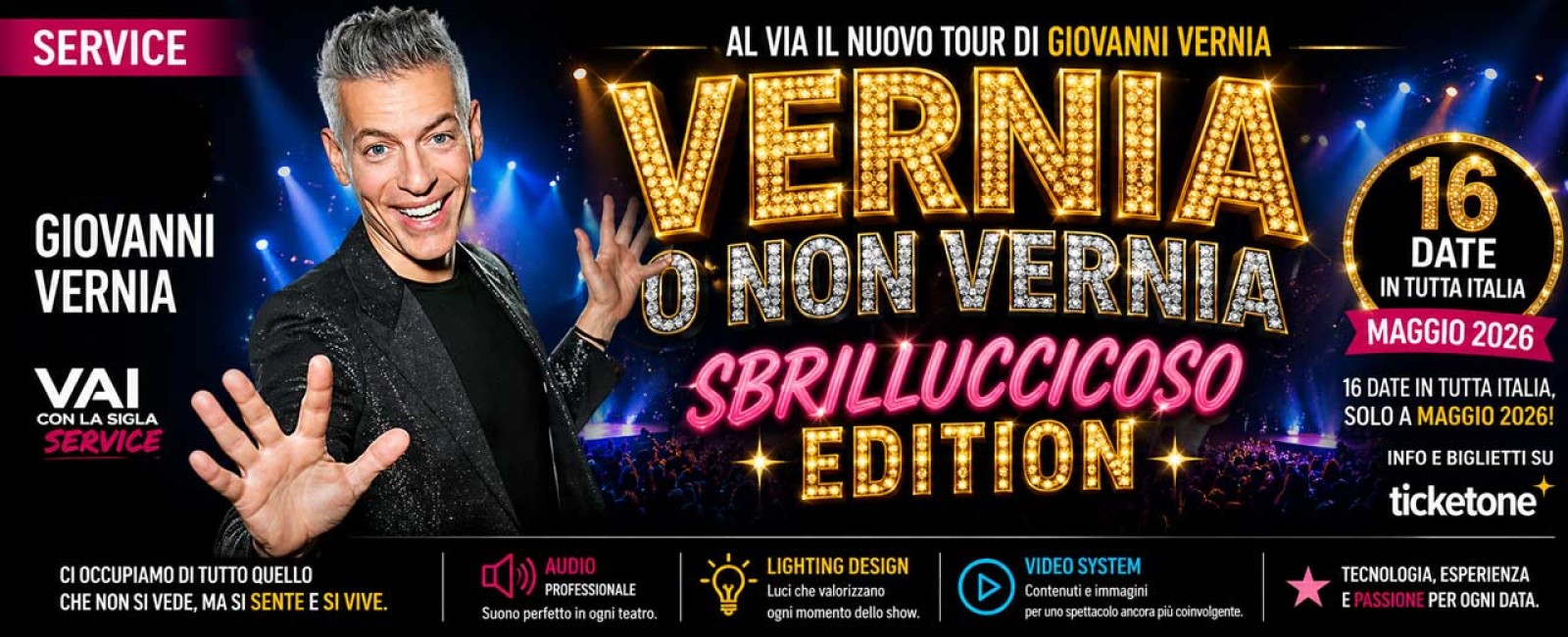 Giovanni Vernia: al via il nuovo tour “Vernia o non Vernia – Sbrilluccicoso Edition”