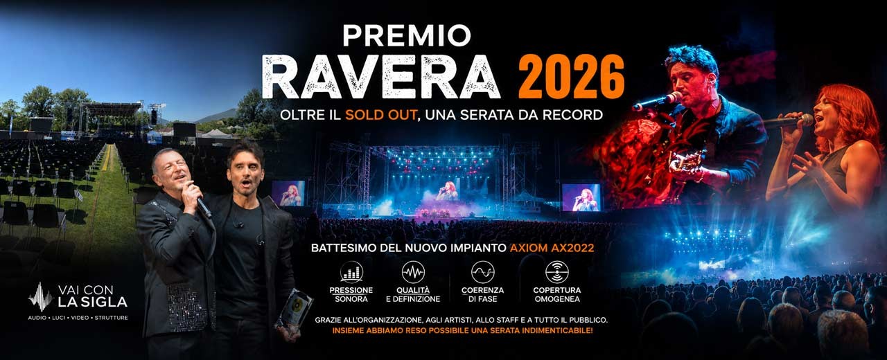 Premio Ravera 2026: oltre il sold out, una serata da record e il debutto del nuovo sistema audio AXIOM AX2022