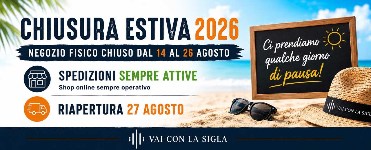 Chiusura estiva 2026: negozio fisico chiuso dal 14 al 26 agosto, spedizioni sempre attive