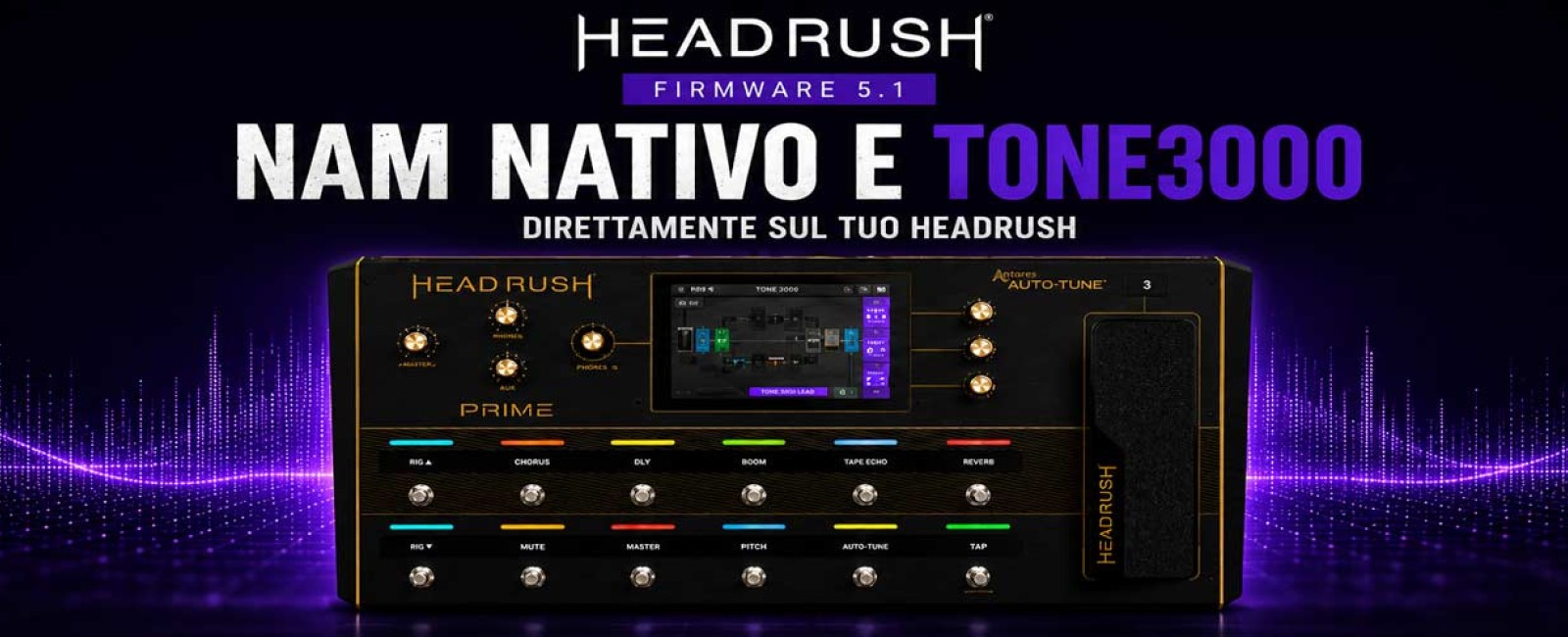 HeadRush apre al Neural Amp Modeler: supporto NAM nativo e TONE3000 direttamente su Prime, Core e Flex Prime