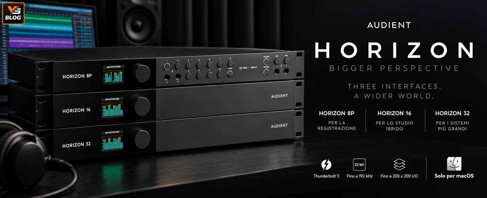 Audient Horizon: tre nuove interfacce Thunderbolt 3 per lo studio professionale